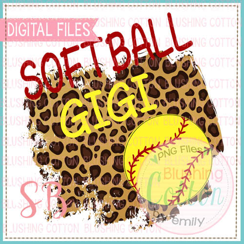SOFTBALL GIGI LEOPARD PRINT BACKGROUND WATERCOLOR DESIGN BCSB