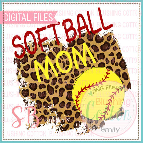 SOFTBALL MOM LEOPARD PRINT BACKGROUND WATERCOLOR DESIGN BCSB