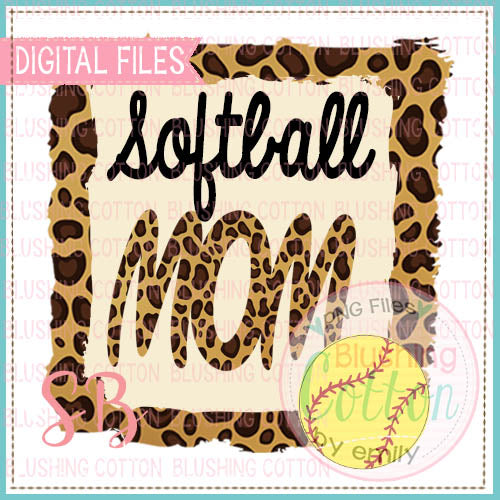 SOFTBALL MOM LEOPARD PRINT FRAME WATERCOLOR DESIGN BCSB