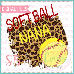SOFTBALL NANA LEOPARD PRINT BACKGROUND WATERCOLOR DESIGN BCSB