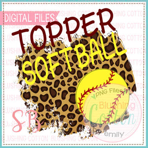 TOPPER SOFTBALL LEOPARD PRINT BACKGROUND WATERCOLOR DESIGN BCSB