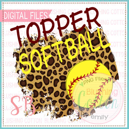 TOPPER SOFTBALL LEOPARD PRINT BACKGROUND WATERCOLOR DESIGN BCSB