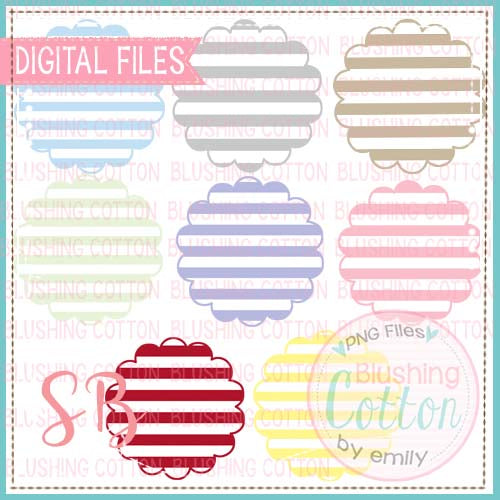 WATERCOLOR STRIPE SCALLOP BACKGROUND  BUNDLE BCSB