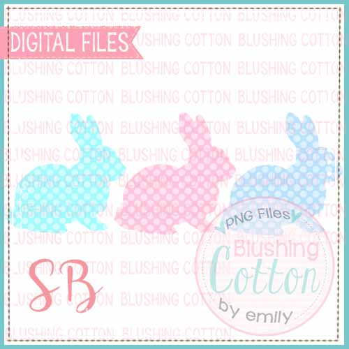 POLKA DOT BUNNY TRIO 1 WATERCOLOR DESIGN BCSB