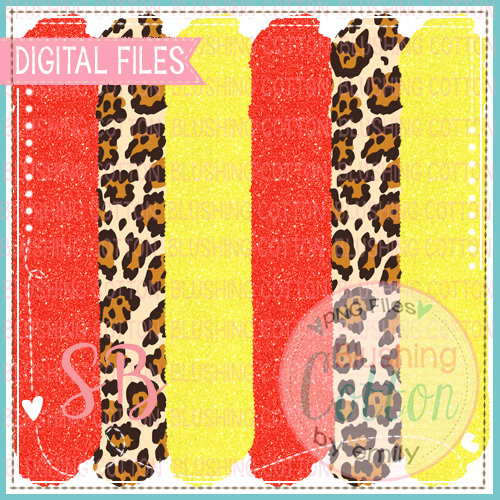 RED YELLOW GLITTER LEOPARD PRINT BRUSH STROKE BACKGROUND BCSB