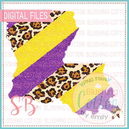 LOUISIANA PURPLE GOLD GLITTER LEOPARD PRINT  BCSB