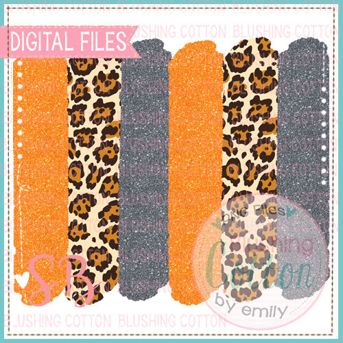 ORANGE SMOKEY GRAY GLITTER LEOPARD PRINT BRUSHSTROKE BACKGROUND BCSB