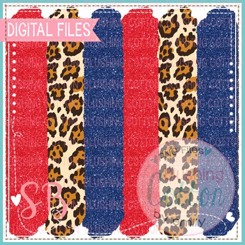 RED BLUE GLITTER LEOPARD BRUSH STROKE BACKGROUND BCSB