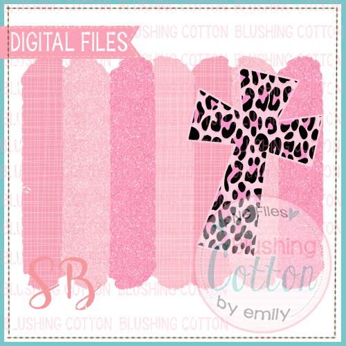 PINK BRUSH STROKE BACKGROUND WITH PINK CHEETAH CROSS  BCSB