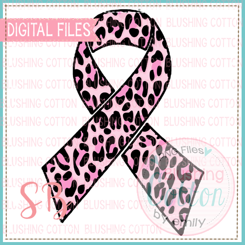 PINK CHEETAH AWARENESS RIBBON WITH BLACK OUTLINE  BCSB