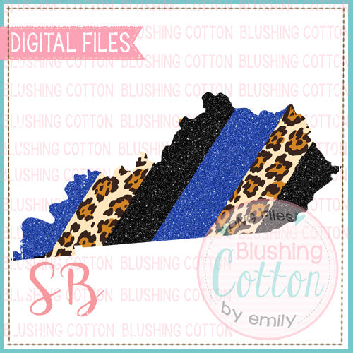 KENTUCKY BLUE BLACK GLITTER LEOPARD BRUSH STROKE BCSB