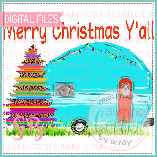 CHRISTMAS VINTAGE CAMPER WITH MERRY CHRISTMAS YALL BCSB