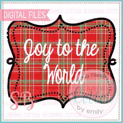JOY TO THE WORLD PLAID DOODLE FRAME DESIGN   BCSB
