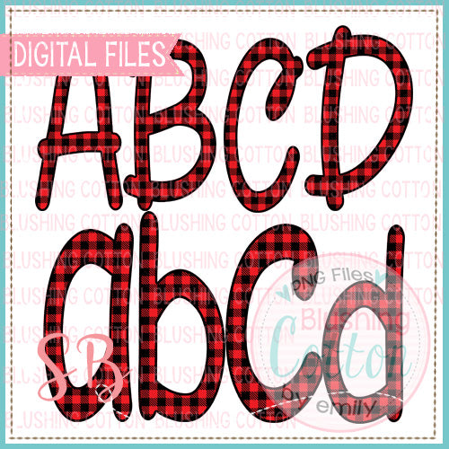 RED BLACK BUFFALO PLAID ALPHA  BCSB