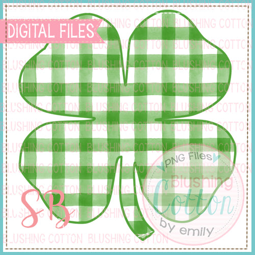 GREEN AND WHITE GINGHAM CHECK CLOVER DESIGN BCSB