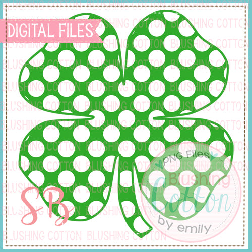 GREEN AND WHITE POLKA DOT CLOVER DESIGN  BCSB