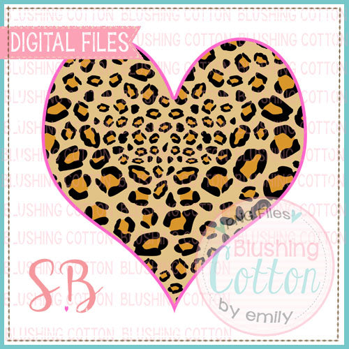 HEART LEOPARD PRINT WITH PINK OUTLINE DESIGN FOR PRINTING AND OTHER CRAFTS BCSB