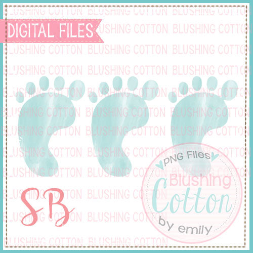 BABY FEET TRIO BLUE WATERCOLOR DESIGN BCSB