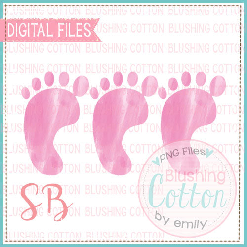 BABY FEET TRIO PINK WATERCOLOR DESIGN BCSB