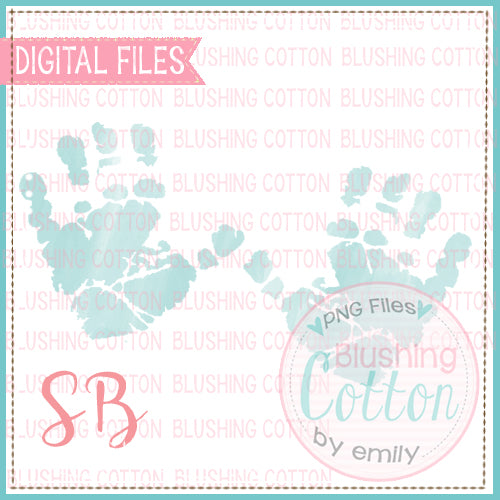 BABY HAND PRINT BLUE WATERCOLOR DESIGN BCSB