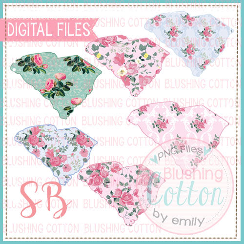 SHABBY CHIC SOUTH CAROLINA SET WATERCOLOR DESIGNS BCSB