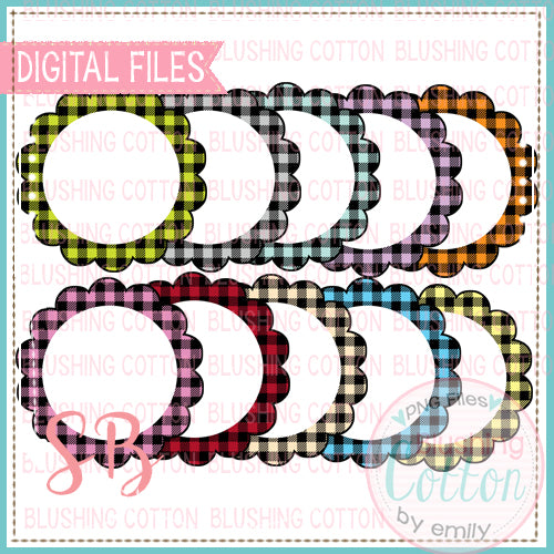 BUFFALO PLAID SCALLOP WITH WHITE CENTER BACKGROUND SET BCSB