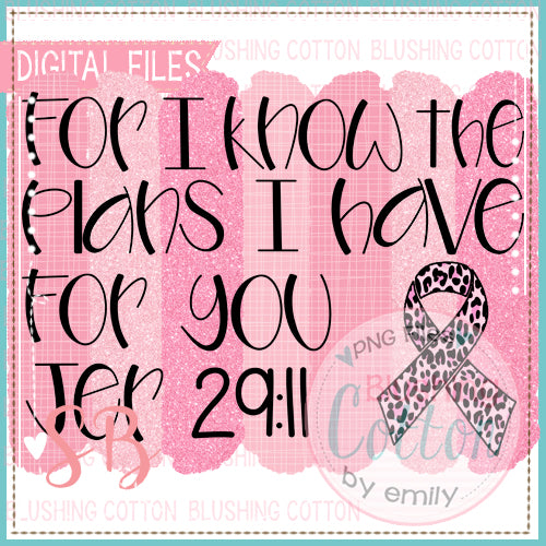 FOR I KNOW THE PLANS BREAST CANCER SUPPORT WITH PINK BRUSHSTROKE  BCSB