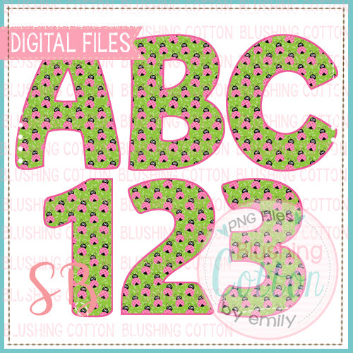 LADYBUG PINK AND GREEN ALPHA AND NUMBER BUNDLE   BCSB