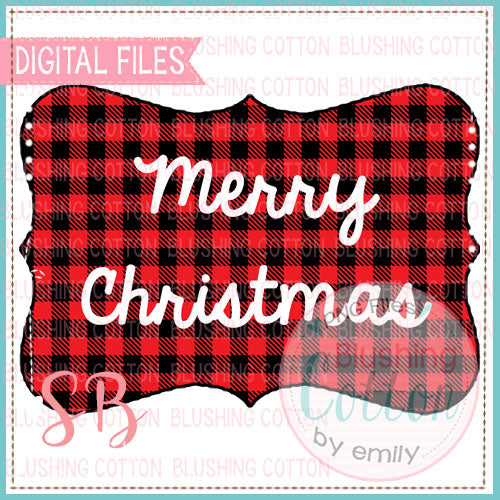 MERRY CHRISTMAS ON RED BLACK BUFFALO PLAID FRAME  BCSB