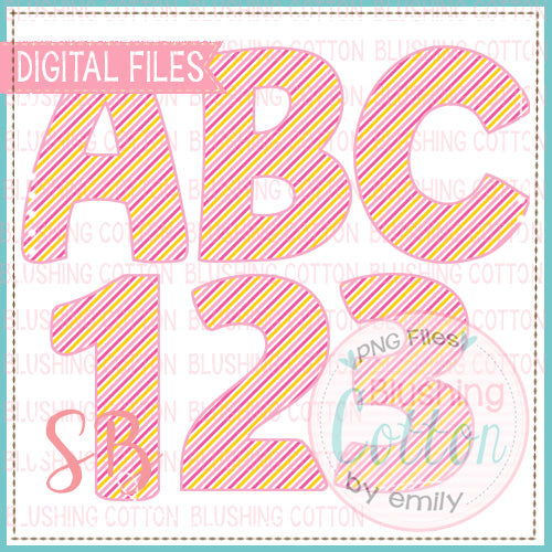 PINK AND YELLOW STRIPE ALPHA AND NUMBER BUNDLE   BCSB