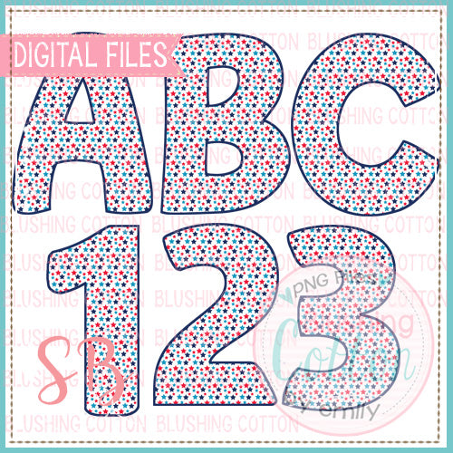 RED WHITE AND BLUE STAR ALPHA AND NUMBER BUNDLE   BCSB