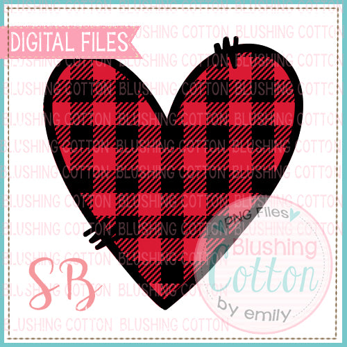RED BUFFALO PLAID DOODLE HEART  BCSB