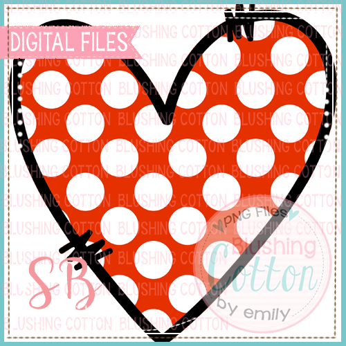 RED POLKA DOT DOODLE HEART   BCSB