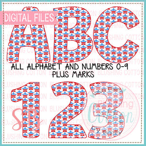 RED WHITE AND BLUE STAR ALPHA AND NUMBER BUNDLE  BCSB