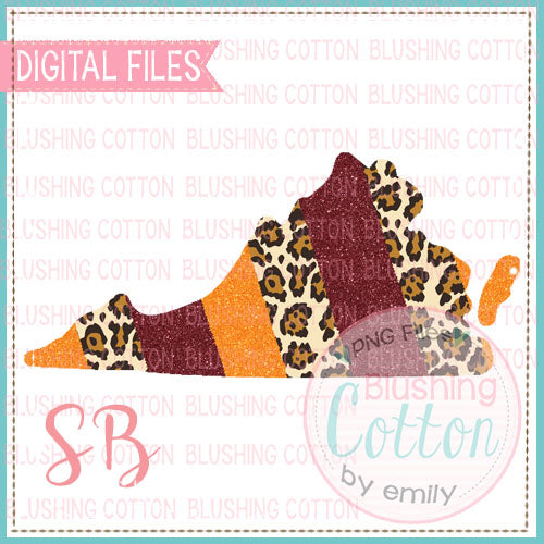 VIRGINIA MAROON ORANGE GLITTER LEOPARD PRINT DESIGN  BCSB