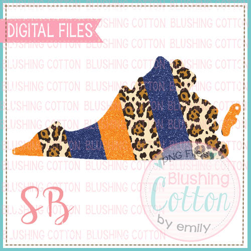 VIRGINIA NAVY ORANGE GLITTER LEOPARD PRINT DESIGN   BCSB