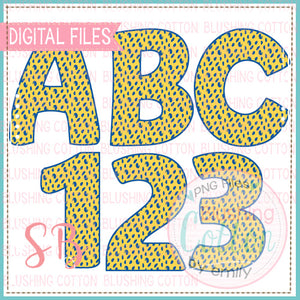 YELLOW BLUE CURL ALPHA AND NUMBER BUNDLE   BCSB
