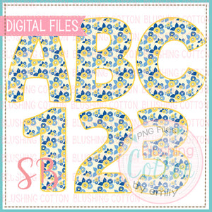 YELLOW BLUE FLORAL ALPHA AND NUMBER BUNDLE   BCSB