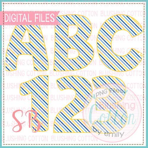 YELLOW BLUE STRIPE ALPHA AND NUMBER BUNDLE   BCSB