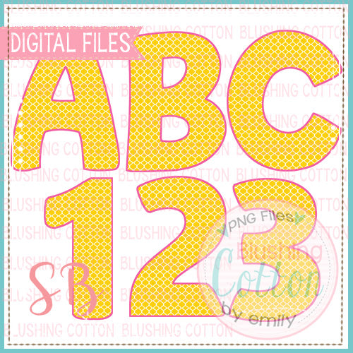PINK AND YELLOW QUARTREFOIL ALPHA AND NUMBER BUNDLE   BCSB