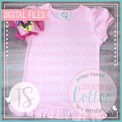 BB BLANKS RUFFLE PUFF SLEEVE PINK TOP WITH WITH HOT PINK EASTER BOW FLAT LAY BCTS