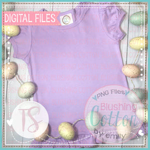 BB BLANKS RUFFLE PUFF SLEEVE LILAC TOP WITH EASTER EGGS FLAT LAY BCTS