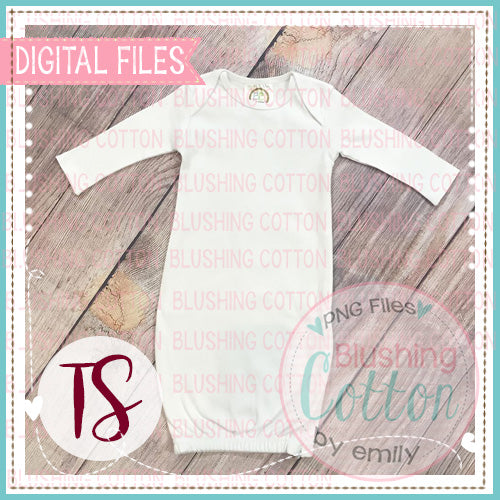 BB WHITE BABY GOWN PLAIN MOCK UP FLAT LAY PHOTO BCTS