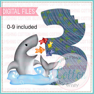 OCEAN WATER WITH SHARK AND FISH WITH BITE NUMBER BUNDLE  BCND
