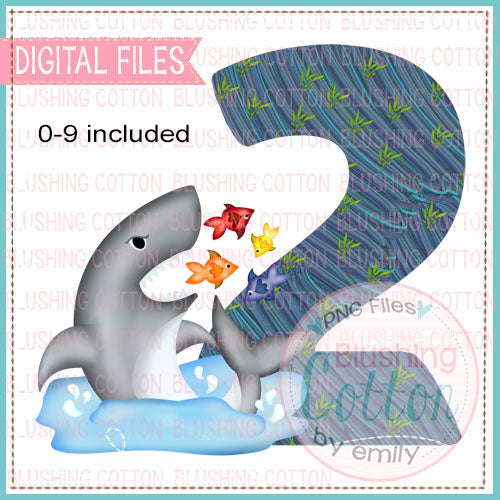 OCEAN WATER WITH SHARK AND FISH NUMBER BUNDLE  BCND