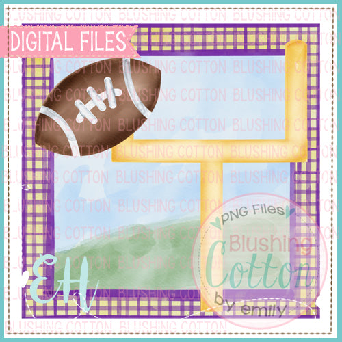 FOOTBALL GOAL IN PURPLE AND YELLOW GINGHAM FRAME   BCEH