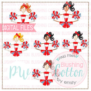 Cheerleader Bundle with Red and Light Blue Uniforms Design   BCPW