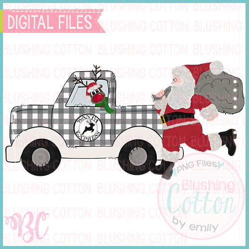 RUNNING SANTA CHASING RUDOLPH IN CHRISTMAS TRUCK DESIGN   BCBC