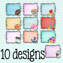 Load image into Gallery viewer, SCROLL FRAME THEMED SET OF 10  WATERCOLOR DESIGNS BCEH