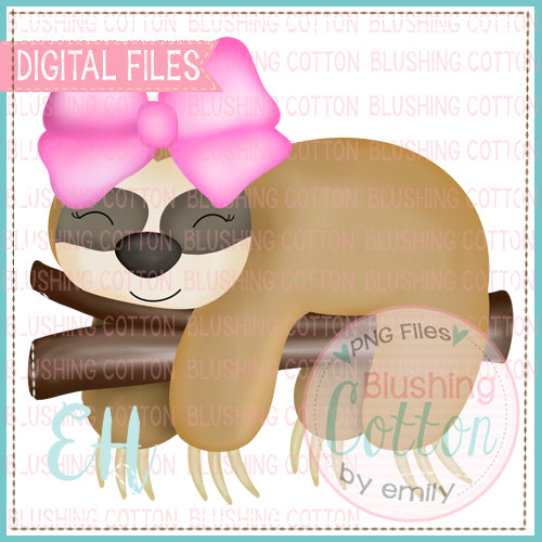 Sleepy Sloth Girl Watercolor PNG Design   BCEH